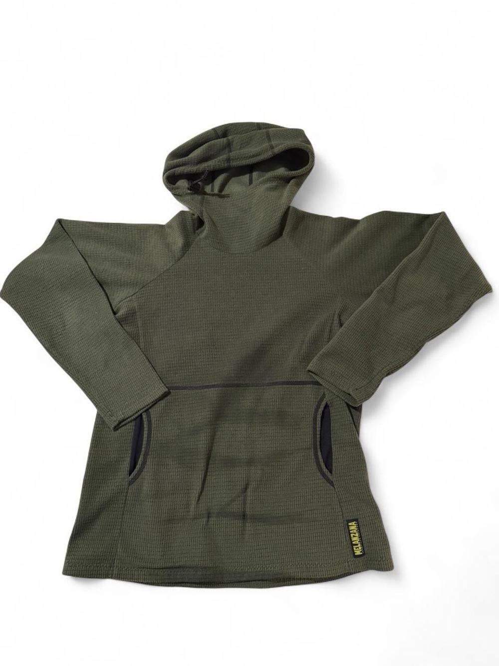 Melanzana Olive Green Waffle Knit Hoodie Sweater